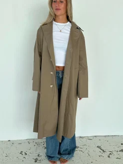 Josefine oversized trenchcoat - Mørk beige