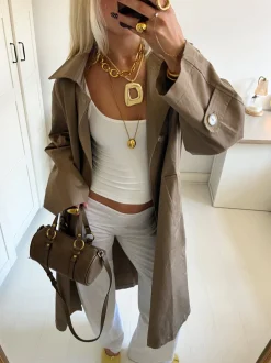Josefine oversized trenchcoat - Mørk beige