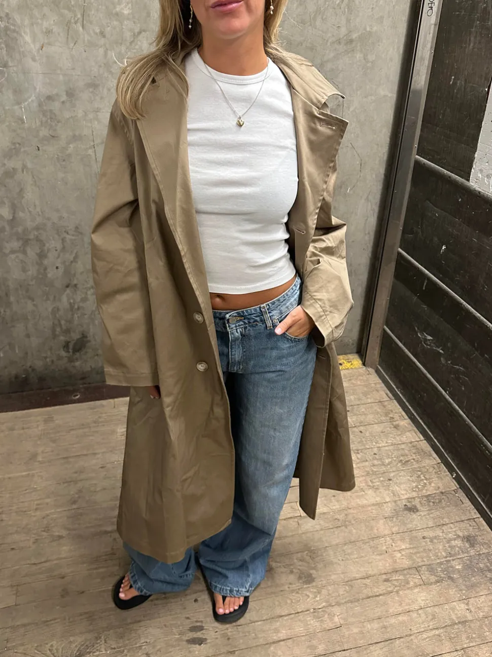 Josefine oversized trenchcoat - Mørk beige