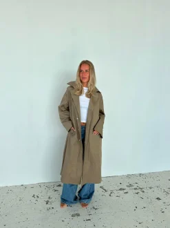 Josefine oversized trenchcoat - Mørk beige