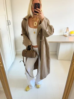 Josefine oversized trenchcoat - Mørk beige
