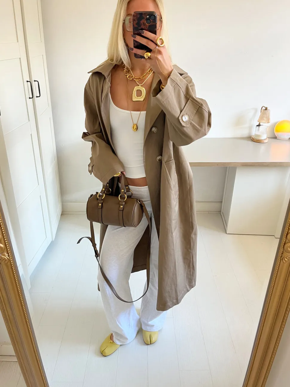 Josefine oversized trenchcoat - Mørk beige