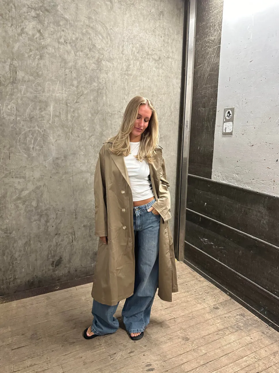Josefine oversized trenchcoat - Mørk beige
