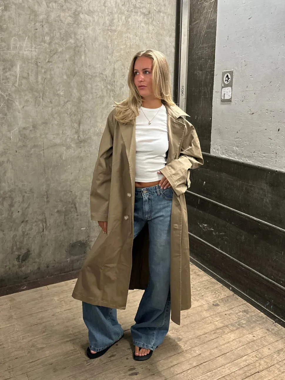 Josefine oversized trenchcoat - Mørk beige