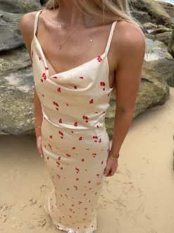 Juliana satinkjole - Guld