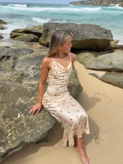 Juliana satinkjole - Guld