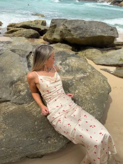 Juliana satinkjole - Guld