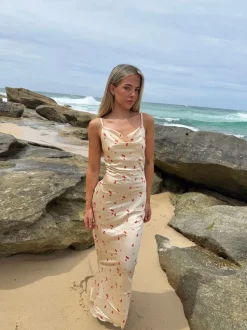 Juliana satinkjole - Guld