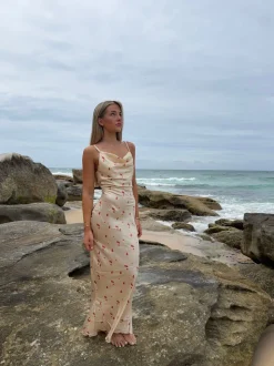 Juliana satinkjole - Guld