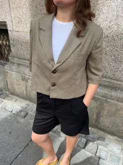 Juliane cropped blazer i tern - Grøn