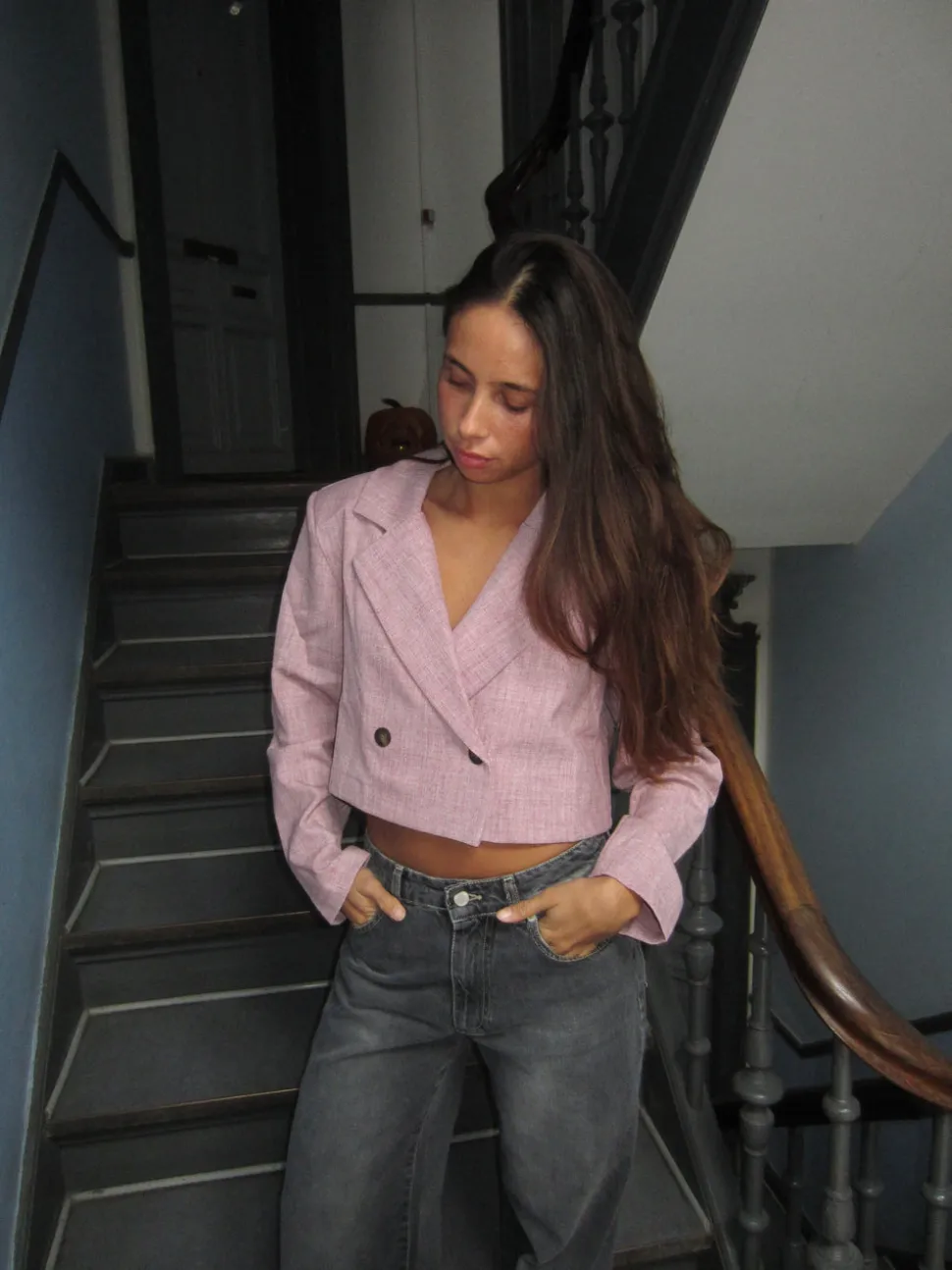 Julica cropped blazer - Rosa