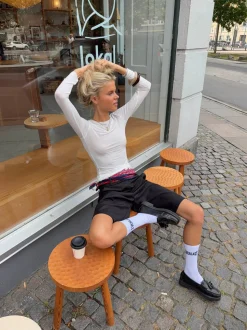 Kaia langærmet cashmere bluse - Hvid
