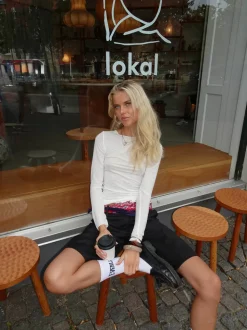 Kaia langærmet cashmere bluse - Hvid