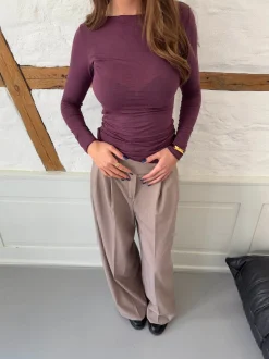Kaia langærmet cashmere bluse - Lilla