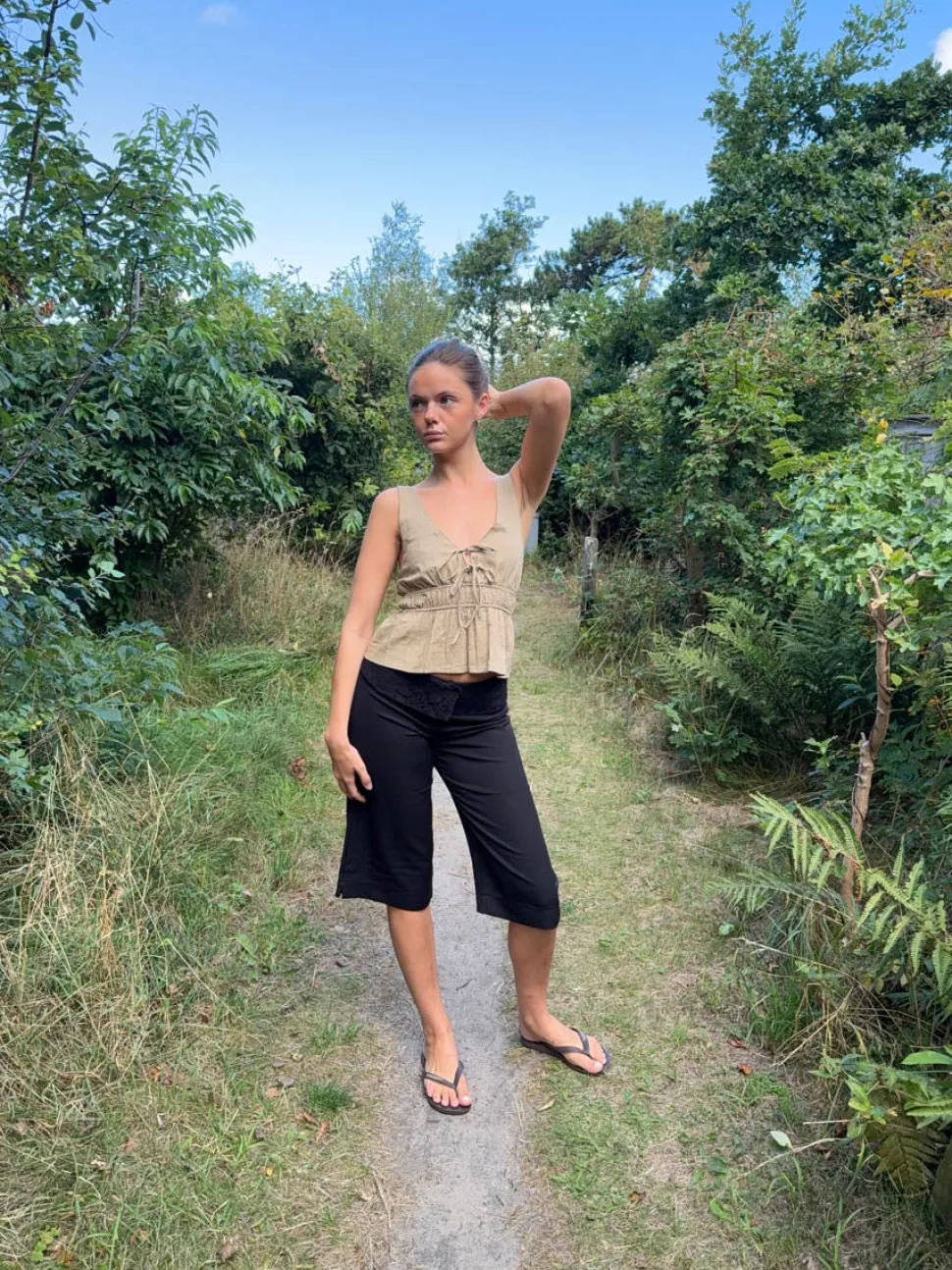 Kamela top med sløjfe - Beige/brun