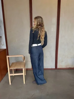 Karly jeans med hvid kant - Blå