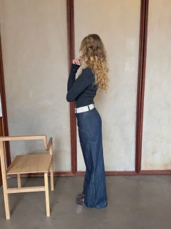 Karly jeans med hvid kant - Blå