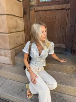 Kassandra figursyet skjorte med tern - Blå/hvid