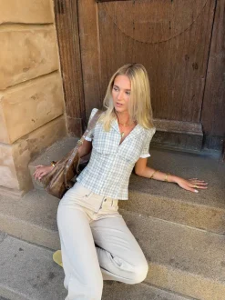 Kassandra figursyet skjorte med tern - Blå/hvid