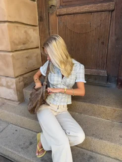 Kassandra figursyet skjorte med tern - Blå/hvid