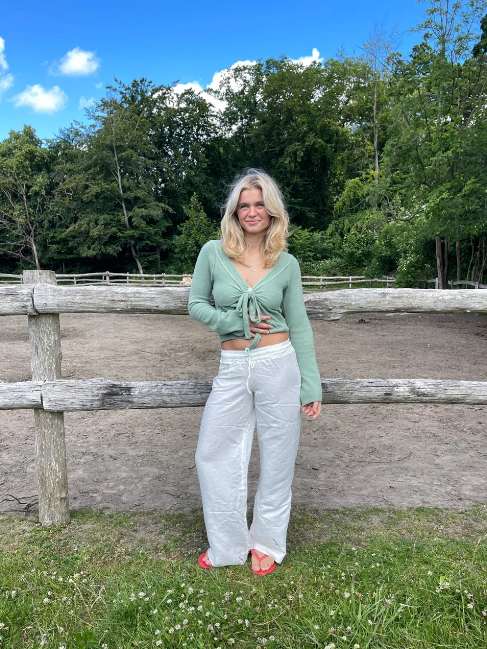 Katarina bukser i hørblanding - Off white