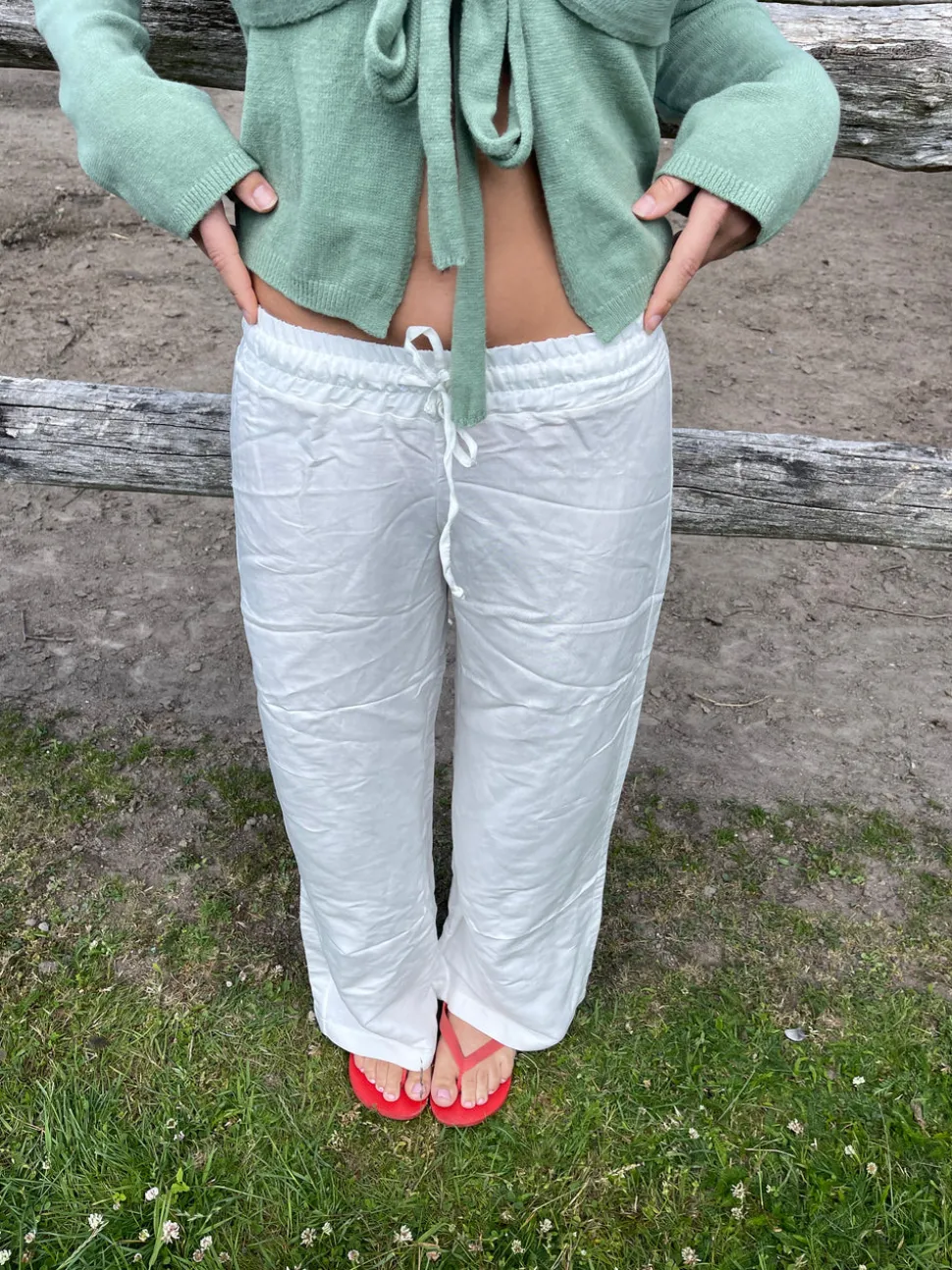Katarina bukser i hørblanding - Off white