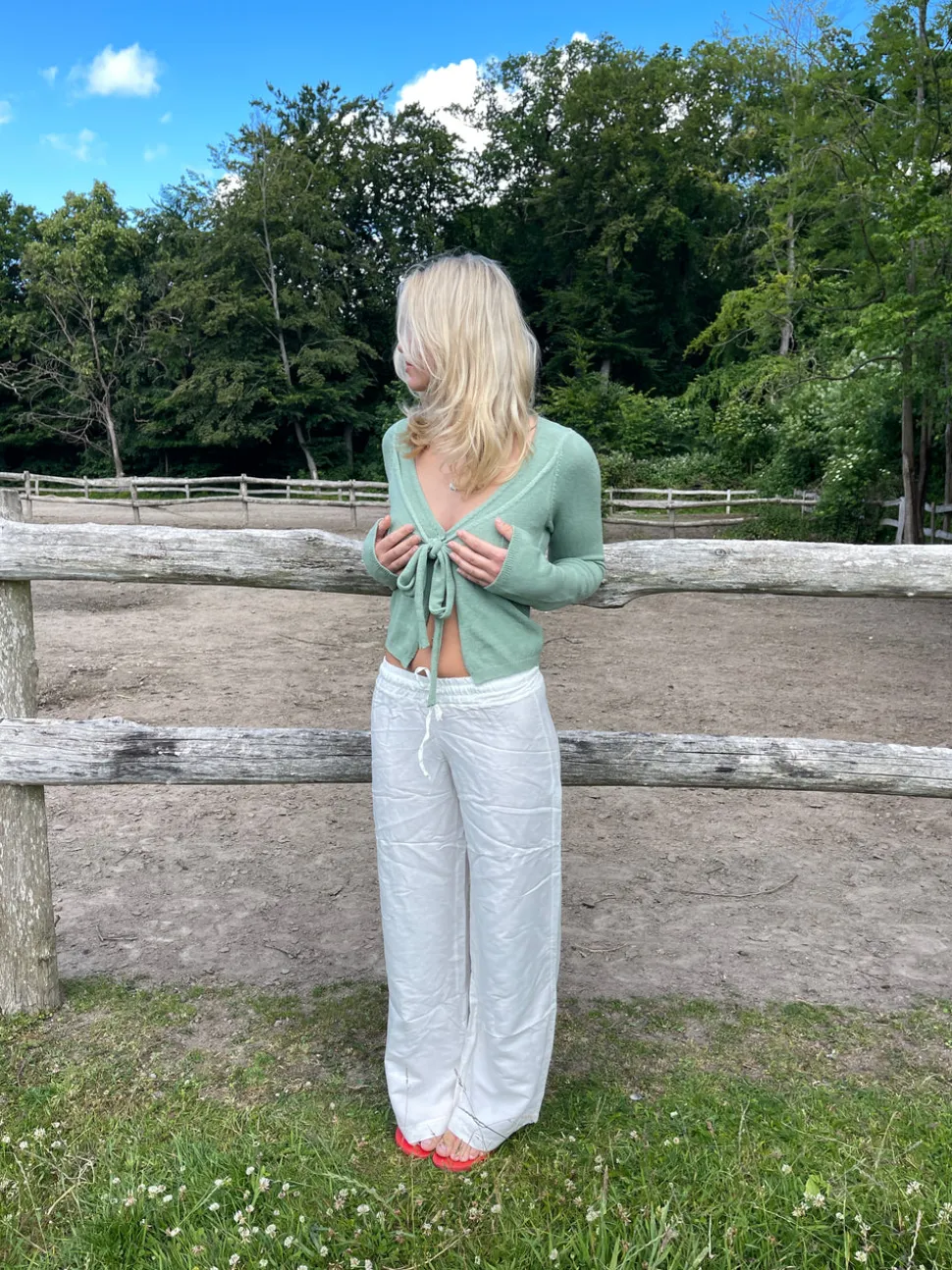 Katarina bukser i hørblanding - Off white