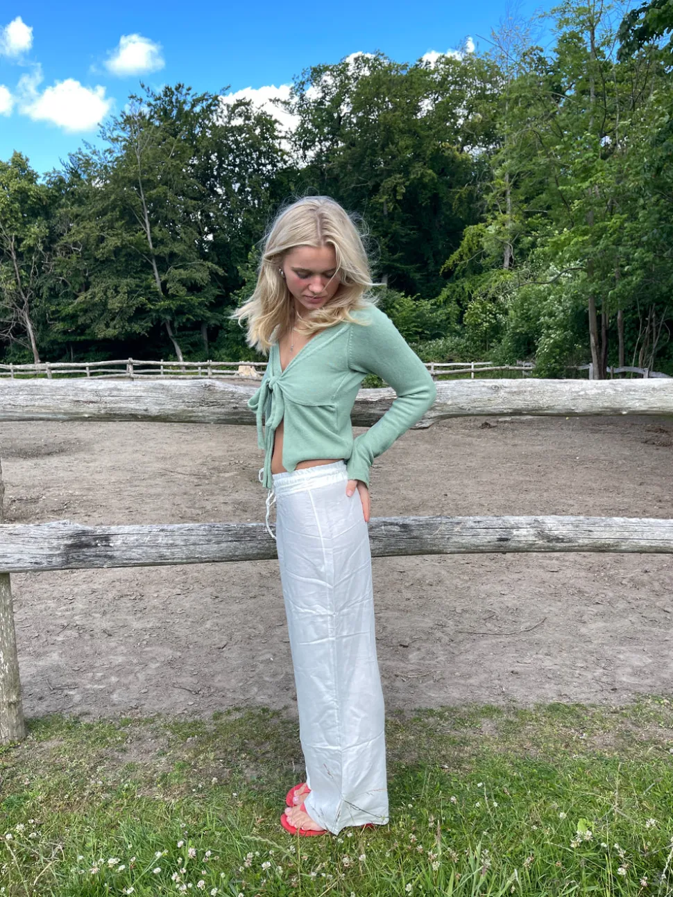 Katarina bukser i hørblanding - Off white