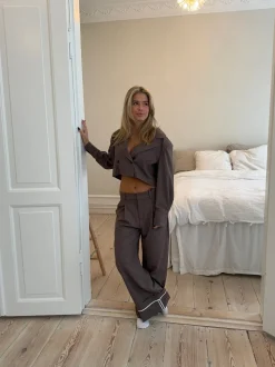 Katrine suitbukser med detaljer - Brun melange