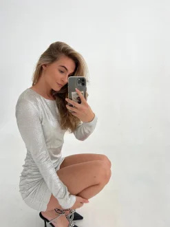 Kayla glitterkjole - Sølv