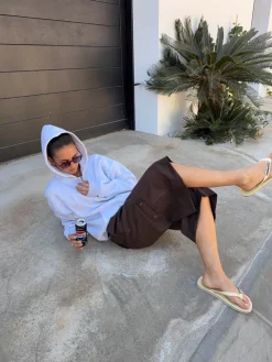 Kelsey bermudashorts med nålestriber - Brun