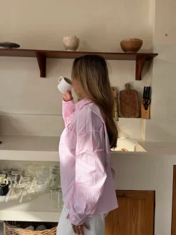 Kendall skjorte med striber - Lyserød/hvid