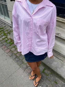 Kendall skjorte med striber - Lyserød/hvid