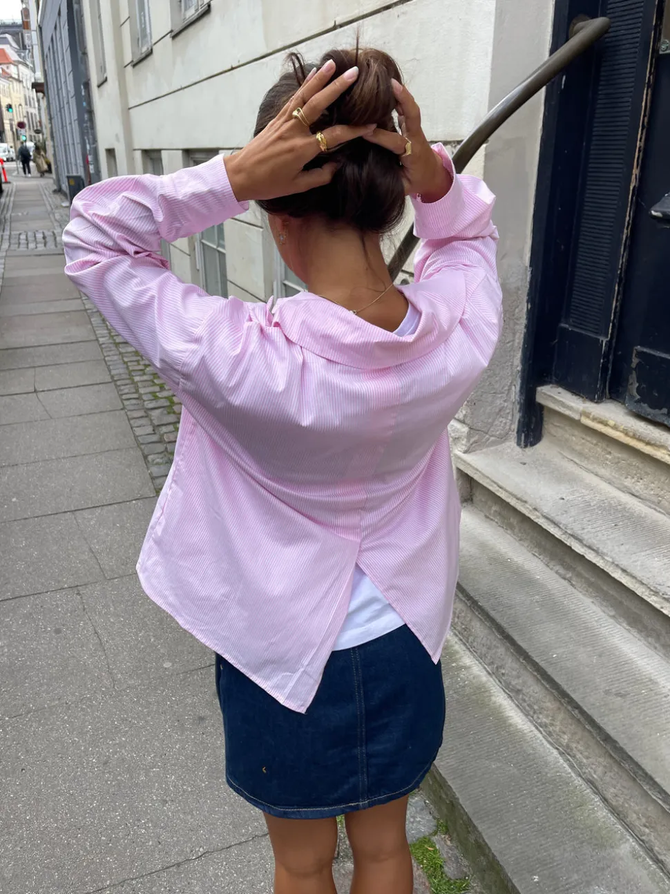 Kendall skjorte med striber - Lyserød/hvid