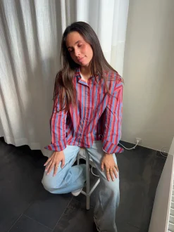 Kendall skjorte med striber - Lyserød/blå