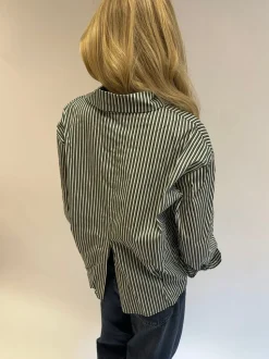 Kendall skjorte med striber - Kaki/hvid
