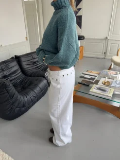 Kenny jeans med metalringe - Hvid