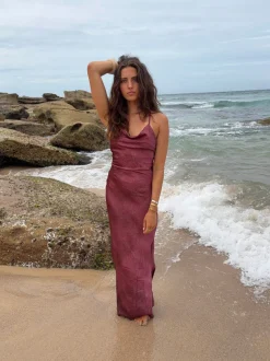 Kianna kjole med mønster - Bordeaux