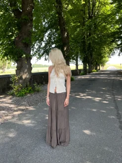 Kiera lang nederdel - Brun