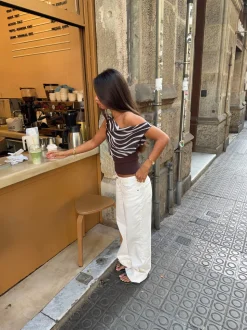 Kimmie top med zebra print - Brun/hvid