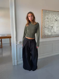 Klausa suitpants med nålestriber - Sort/hvid