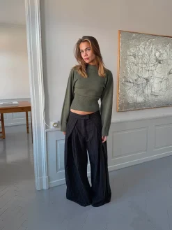 Klausa suitpants med nålestriber - Sort/hvid