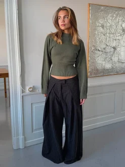 Klausa suitpants med nålestriber - Sort/hvid