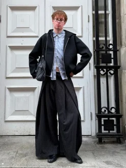 Klausa suitpants med nålestriber - Sort/hvid