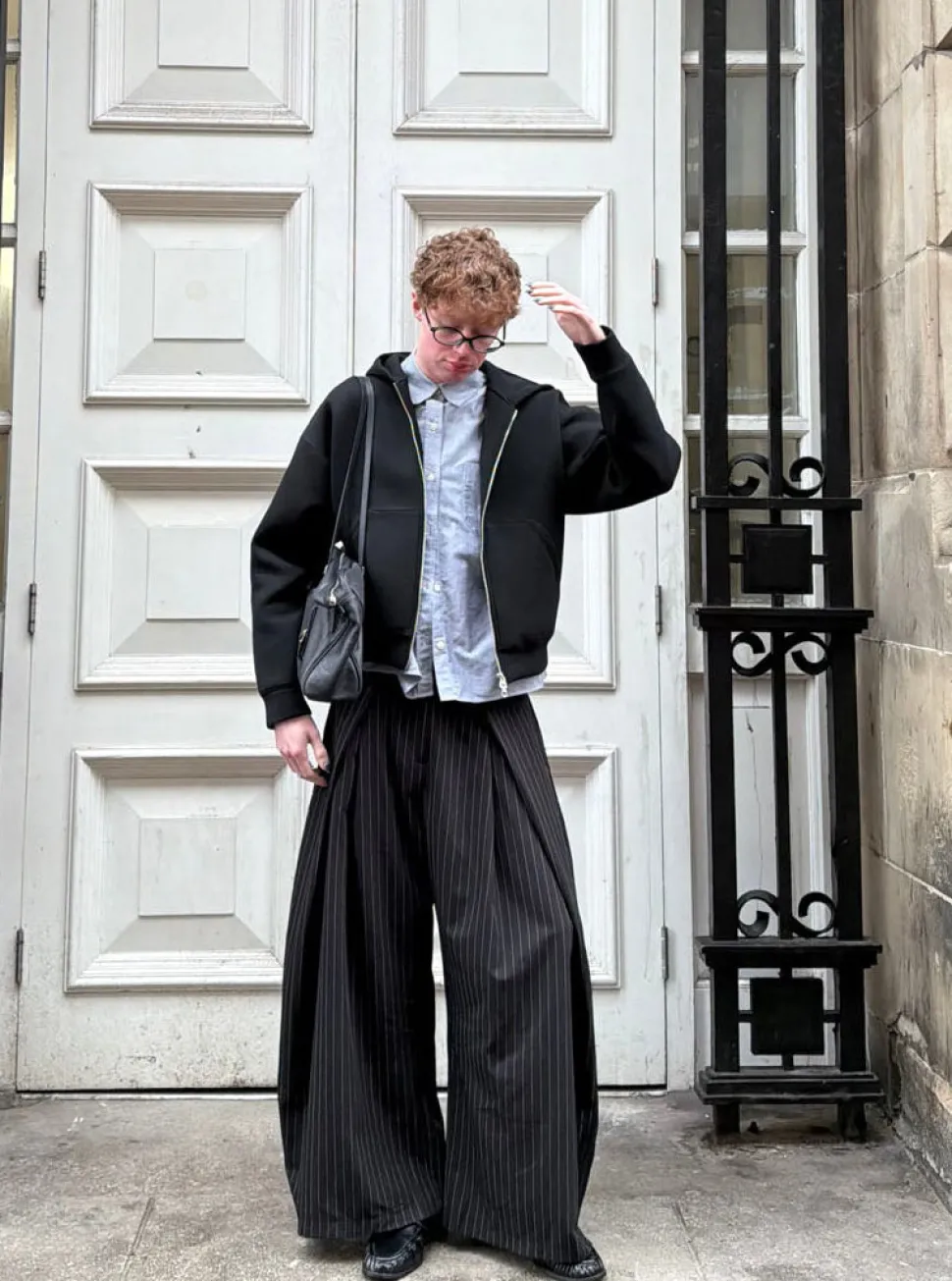 Klausa suitpants med nålestriber - Sort/hvid