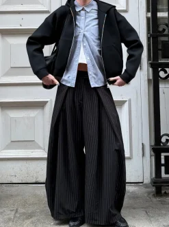 Klausa suitpants med nålestriber - Sort/hvid
