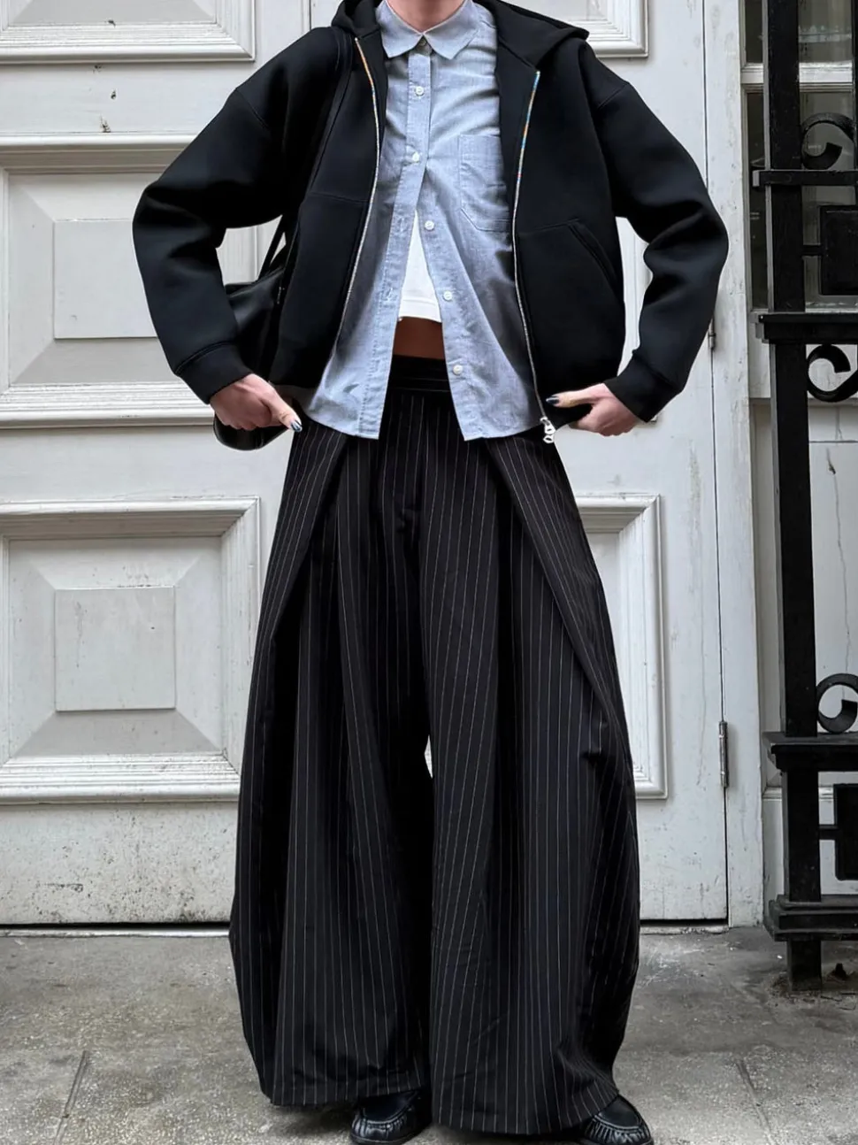 Klausa suitpants med nålestriber - Sort/hvid