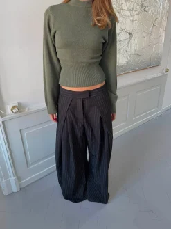Klausa suitpants med nålestriber - Sort/hvid