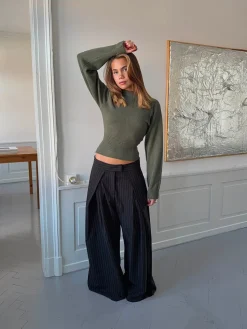 Klausa suitpants med nålestriber - Sort/hvid
