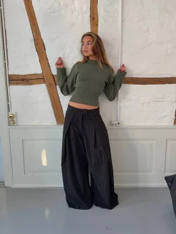 Klausa suitpants med nålestriber - Sort/hvid